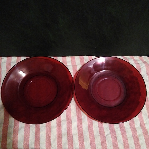 Vintage Cafe Ruby Blood Red Glass Cup and Saucer Set Tea Coffee Anchor Hocking - Picture 9 of 10